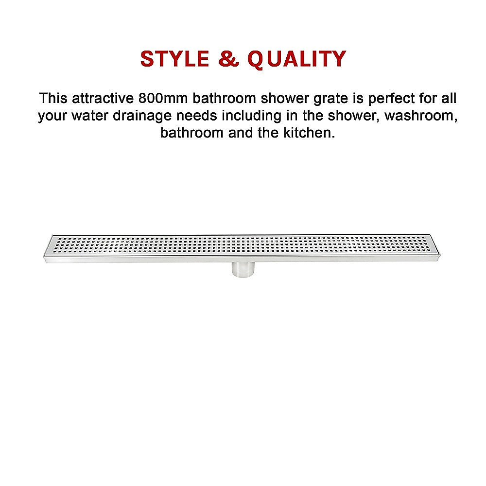800Mm Stainless Steel Grate Shower Drain With Centre Outlet