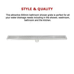 800Mm Stainless Steel Grate Shower Drain With Centre Outlet
