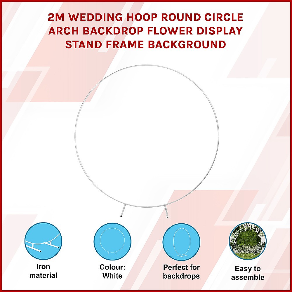 2M Wedding Hoop Round Circle Arch Backdrop Flower Display Frame