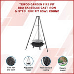 Tripod Garden Fire Pit Bbq Cast Iron & Steel Bowl