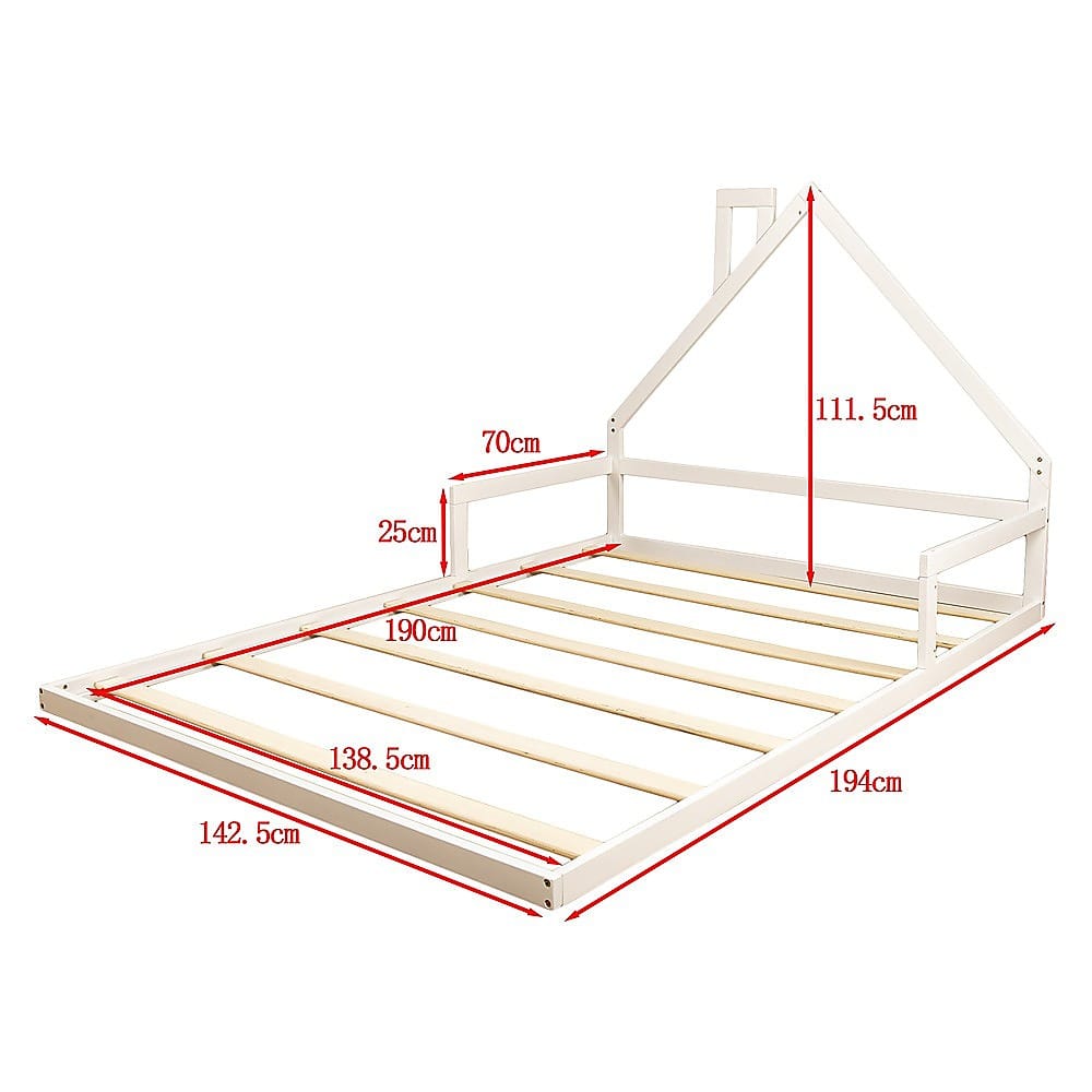 White Pine Wood Bed Frame Double 194x142.5x111.5cm