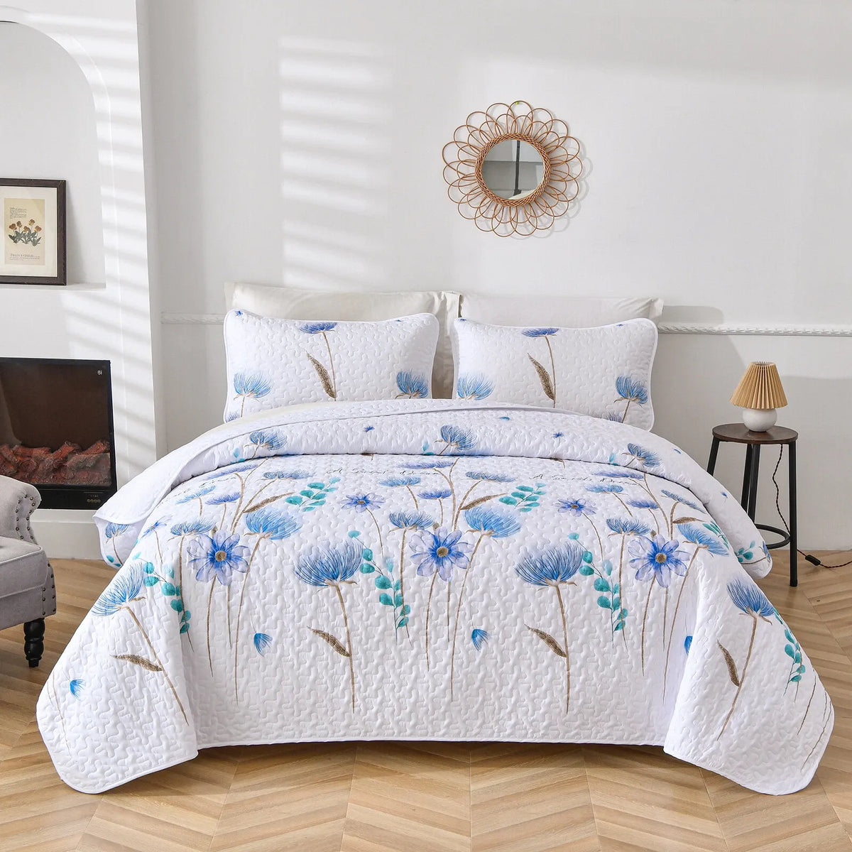 Quilt Bedspread White Set 48x74cm