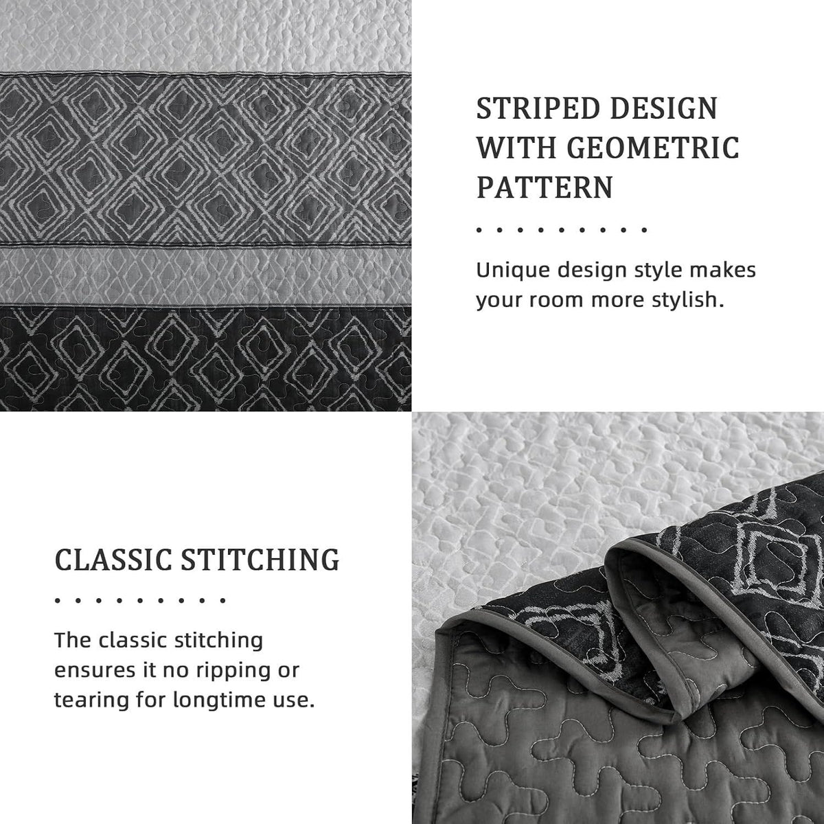 Grey Quilt Set Soft 230x250cm