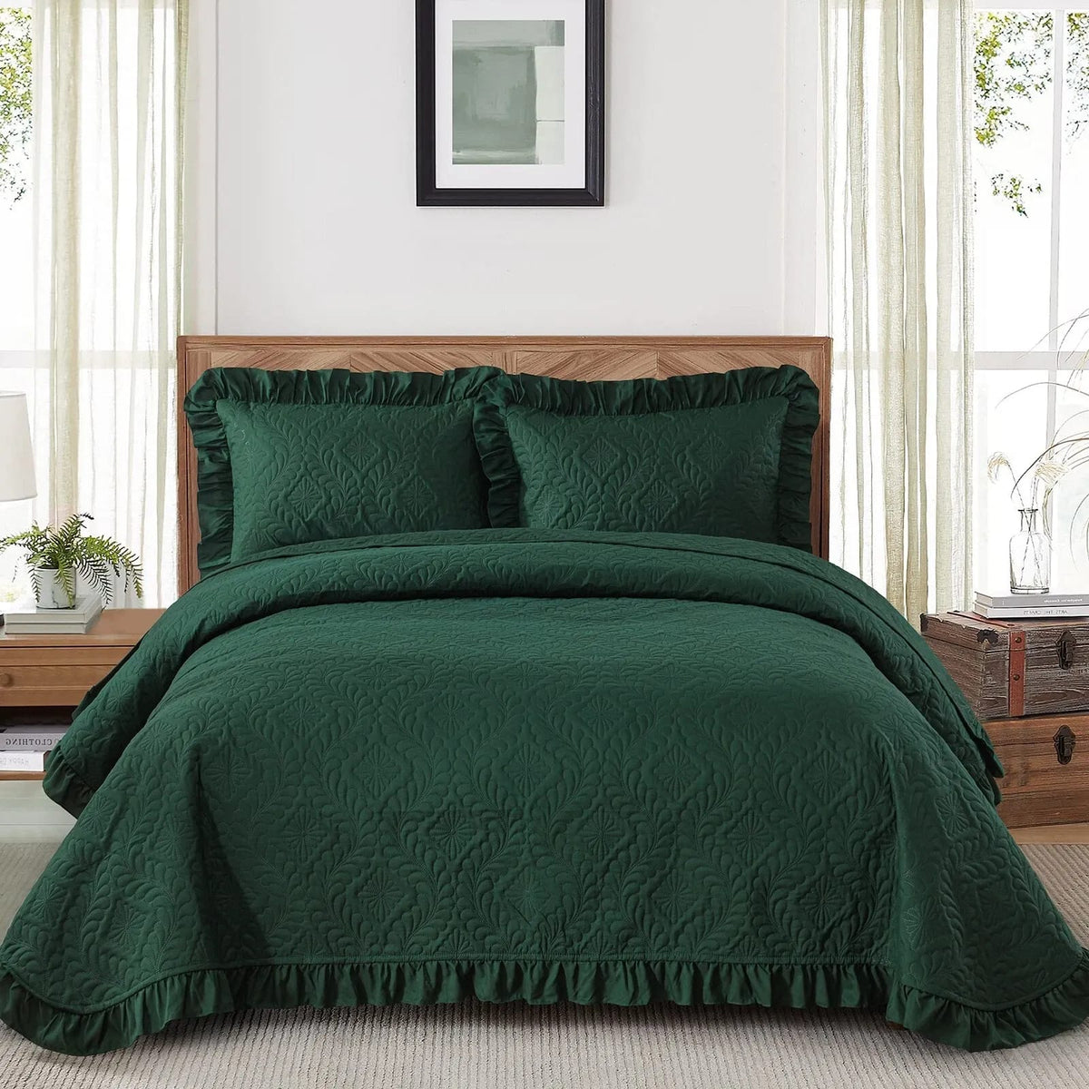 Green Quilt Bedspread Set 48x74cm