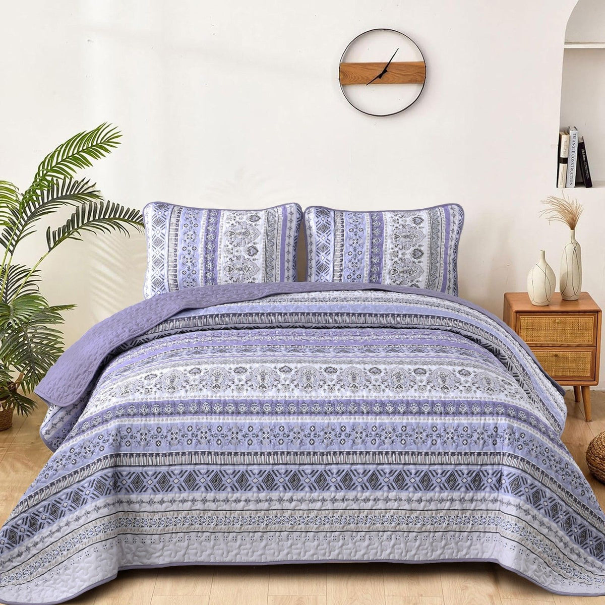 Quilt Bedspread Set Lavender 48x74cm