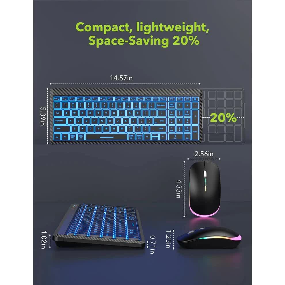 Ultra-Thin Wireless Backlit Keyboard & Mouse Combo - Rechargeable
