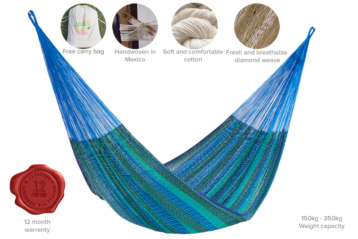 Queen Size Cotton Hammock in Caribe