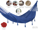 Outdoor Undercover Cotton Hammock With Tassels King Size Blue