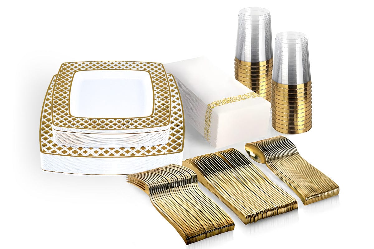 Gold Disposable Tableware Set