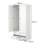 Wardrobe Cabinet Clothes Storage Large Cupboard 2 Doors Organiser White