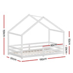 Wooden Kids Single House Bed Frame - White Amos