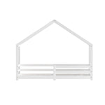 Wooden Kids Single House Bed Frame - White Amos