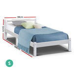 Bed Frame Single Size Wooden White Lexi