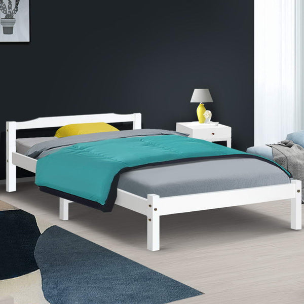 Bed Frame Single Size Wooden White Lexi