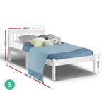 Bed Frame Single Size Wooden White Sofie