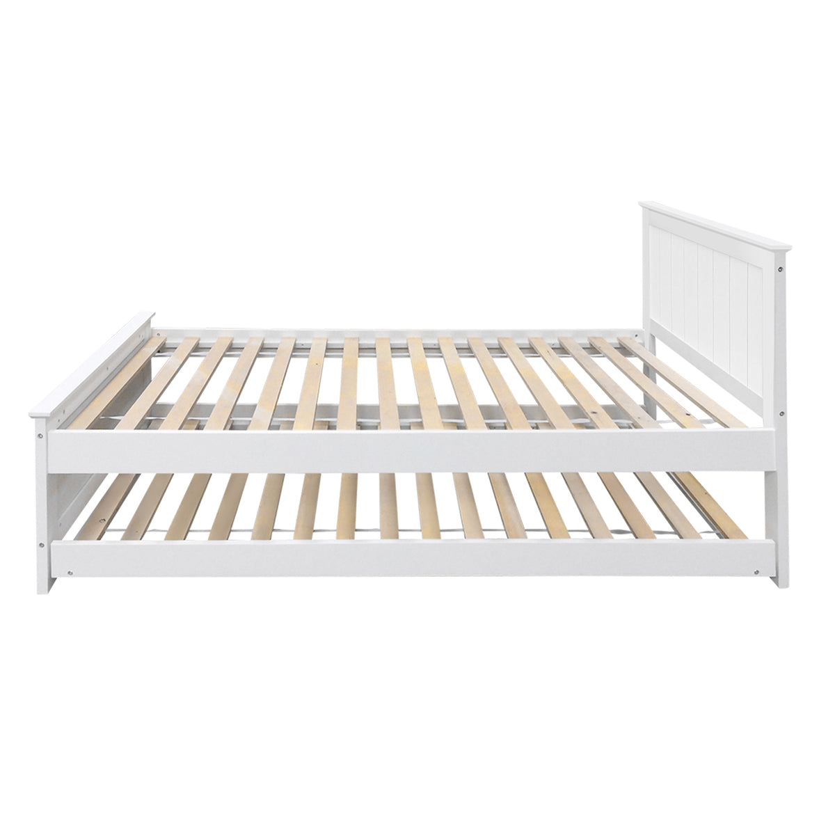 Artiss Bed Frame King Single Size Wooden Trundle Daybed White ELVIS