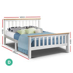 Bed Frame Double Size Wooden White Pony