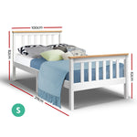 Bed Frame Single Size Wooden White Pony
