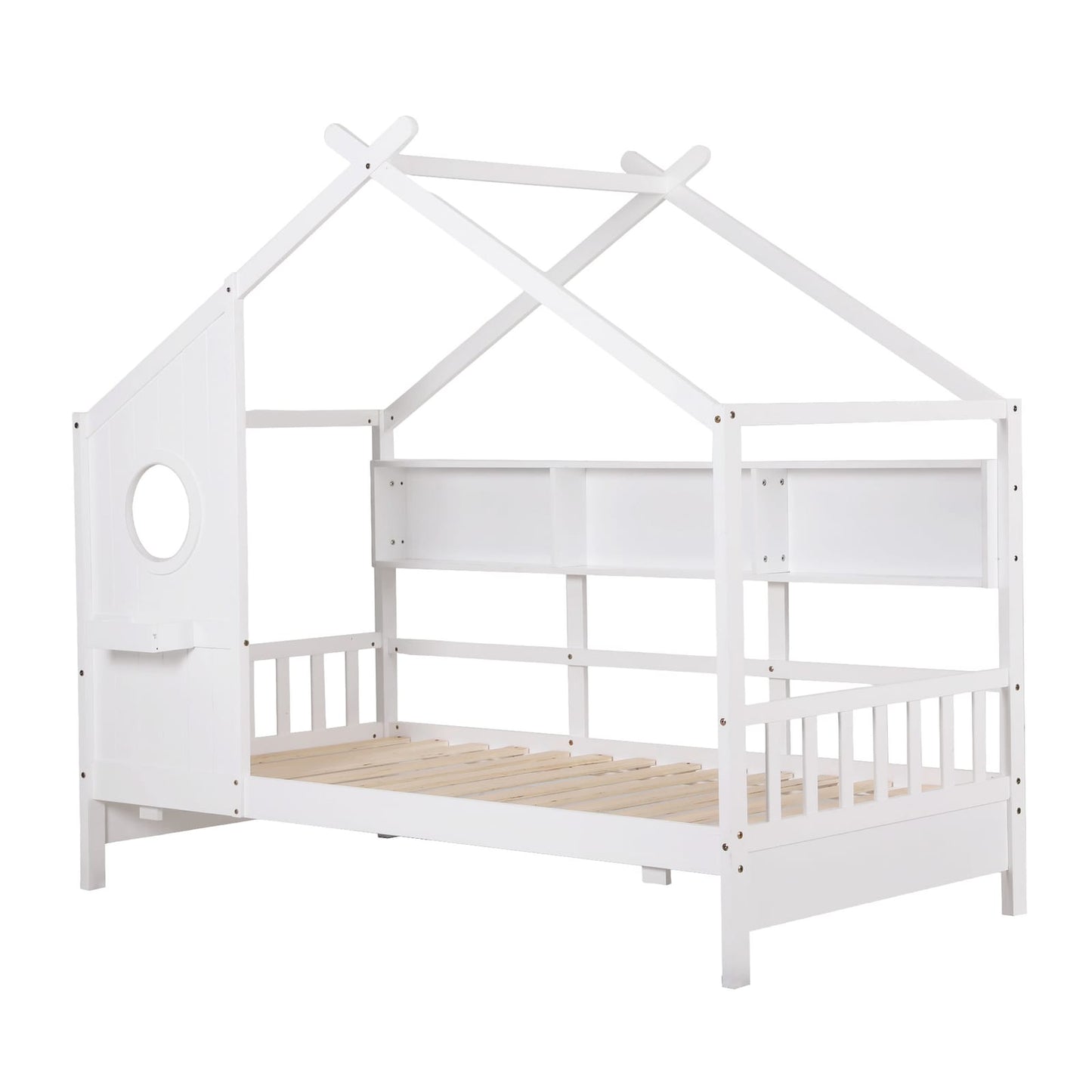 Kids Single Bed Frame White 195x99x170cm