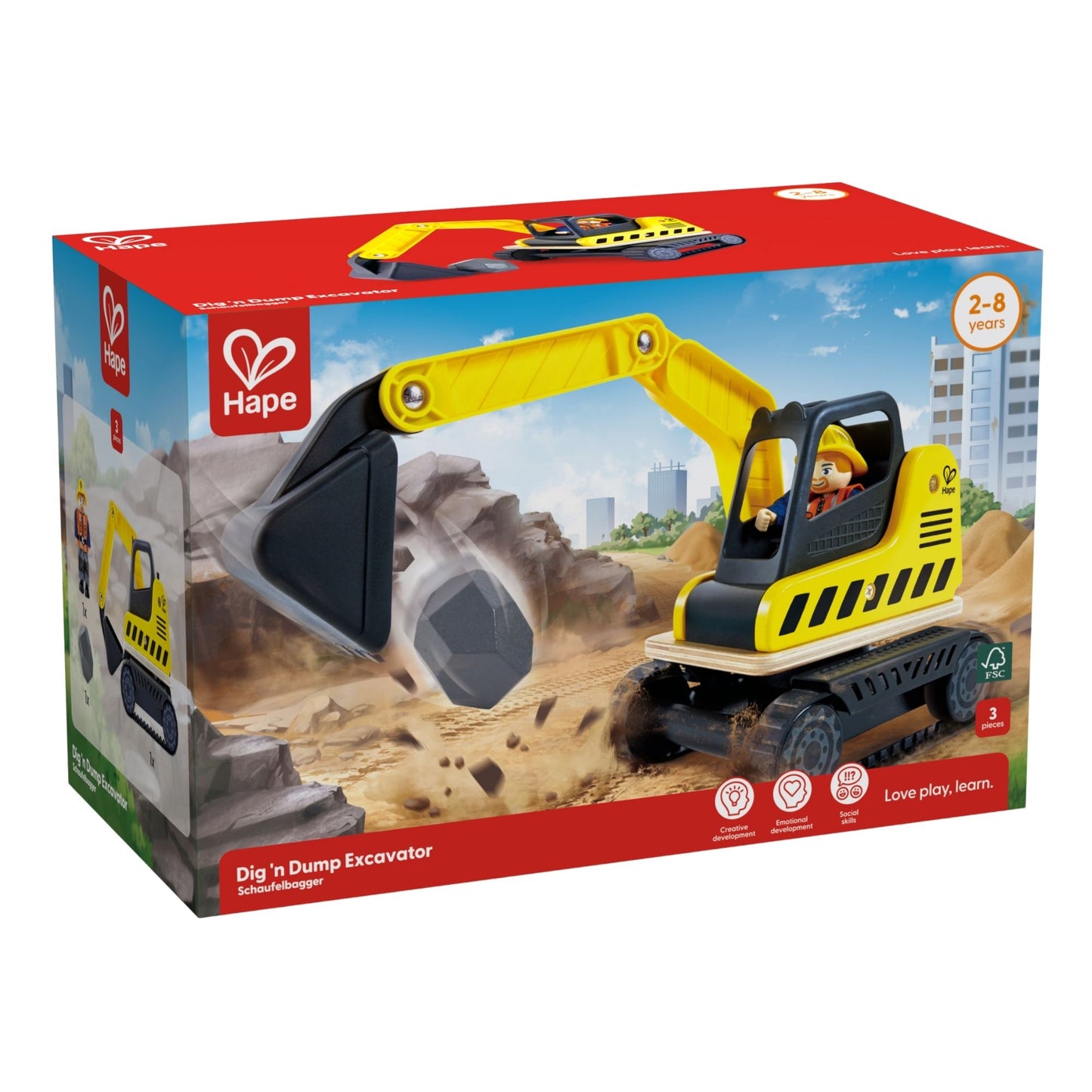 Hape Dig n Dump Wooden Excavator Set | HomeAndLiving - 3