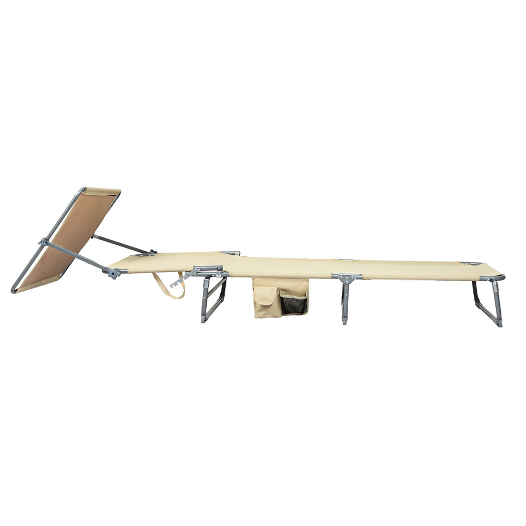 Minimalist Foldable Lounge Chairs with Canopy Khaki Soft Cushion