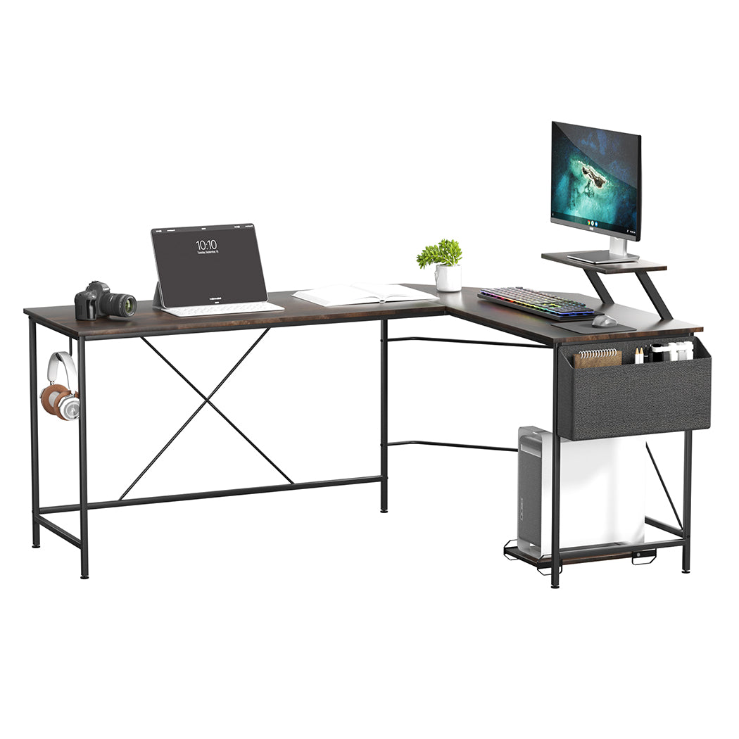 Contemporary Computer Desk Corner Desk Brown Scandi Inspired Design