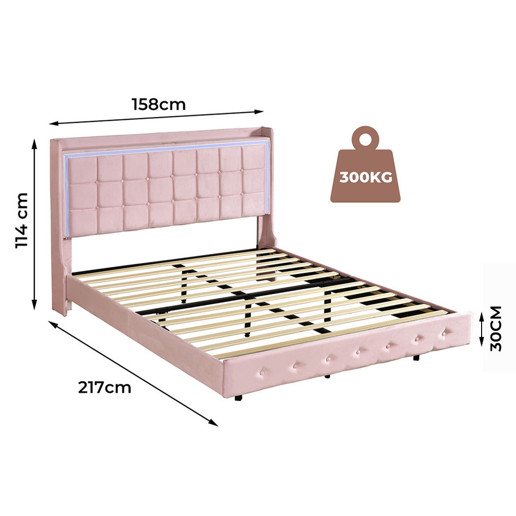 Functional Queen Floating Bed Frame Multipurpose Use Classic