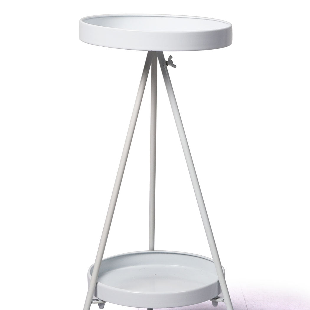 Plant Stand 2 Tiers Outdoor Indoor White Medium