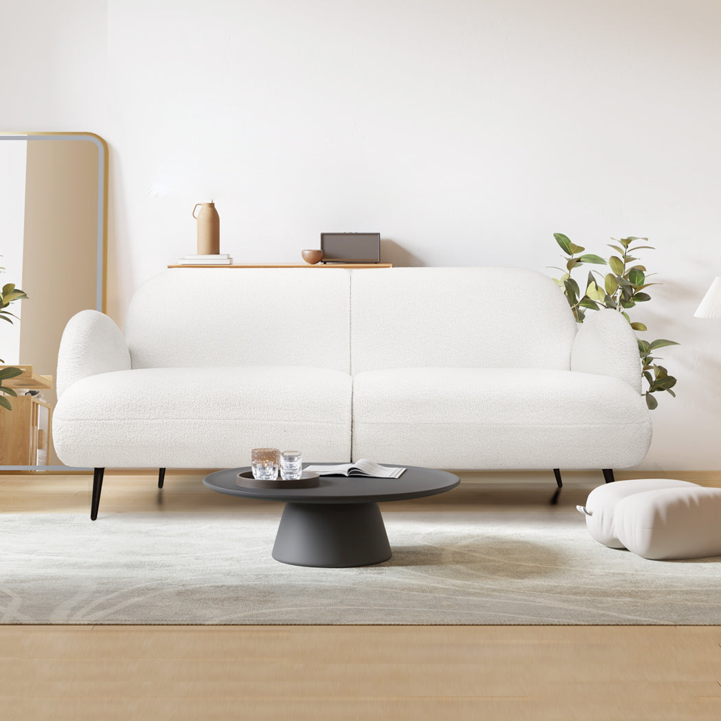Luxury Cloud Sofa 3 Seater Sherpa Fleece White Adjustable Height