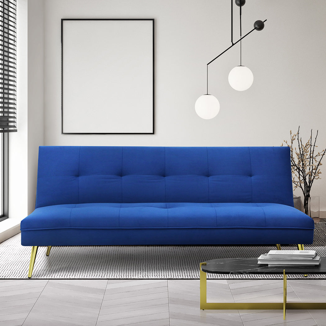 Contemporary Sofa Bed Convertible Velvet 3 Seater Comfortable Design