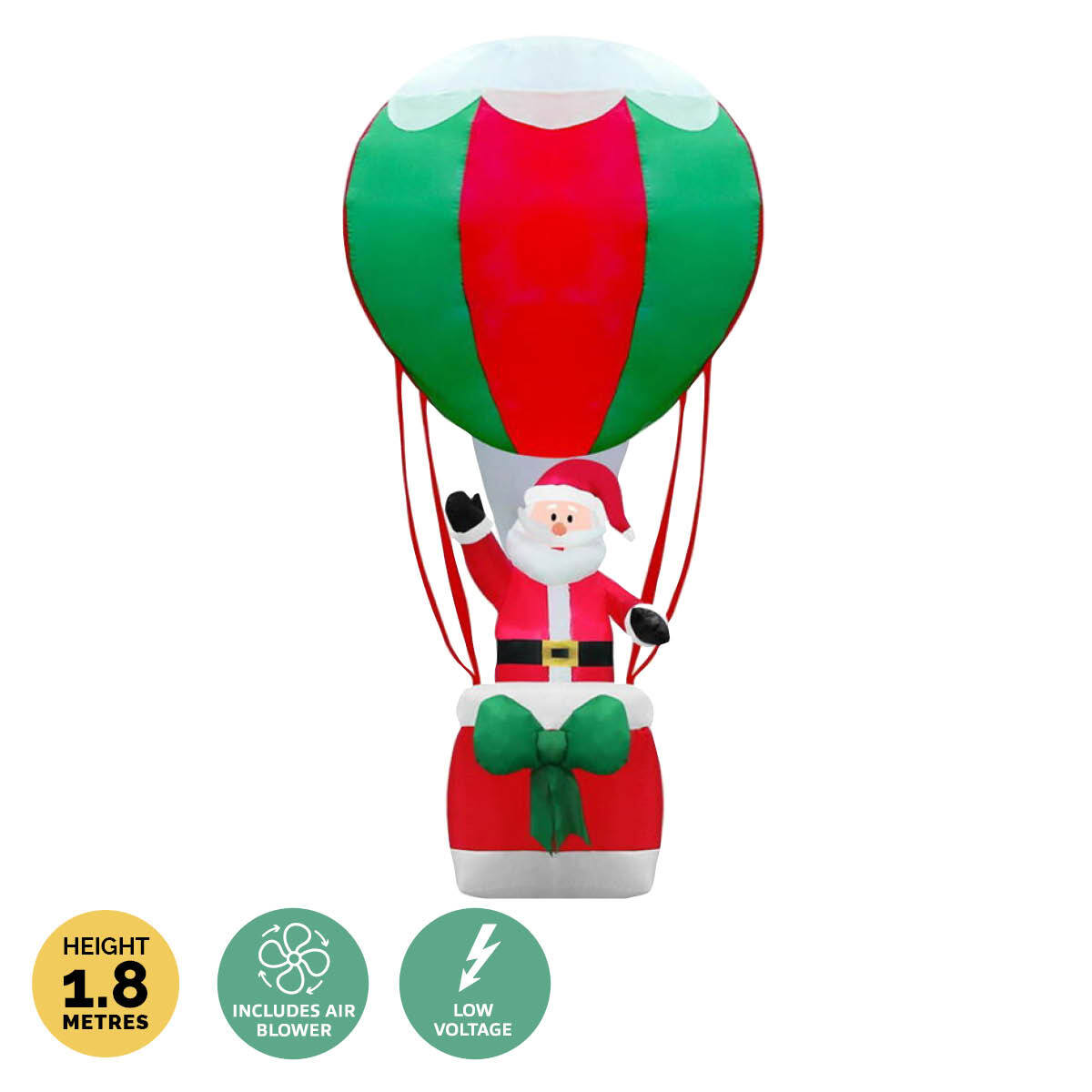 1.8m Santa & Hot Air Balloon Self Inflating LED Lighting
