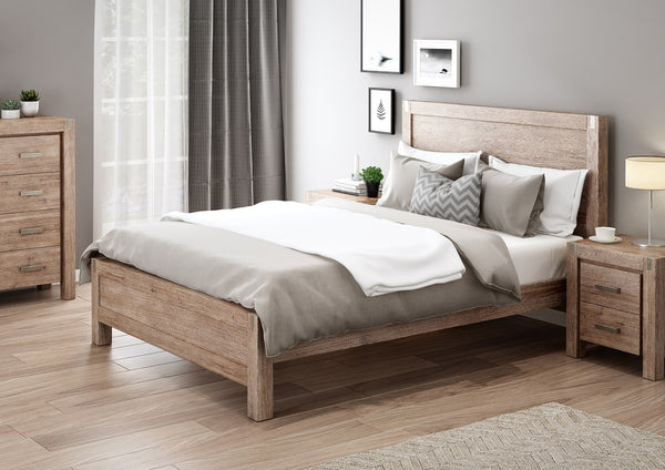  Queen Size Oak Bed Frame, Solid Wood Acacia