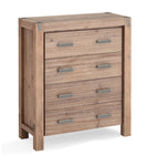 Oak Wooden Tallboy With 4 Storage Drawers
