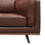 Brown Leather 2-Seater Modern Lounge Sofa