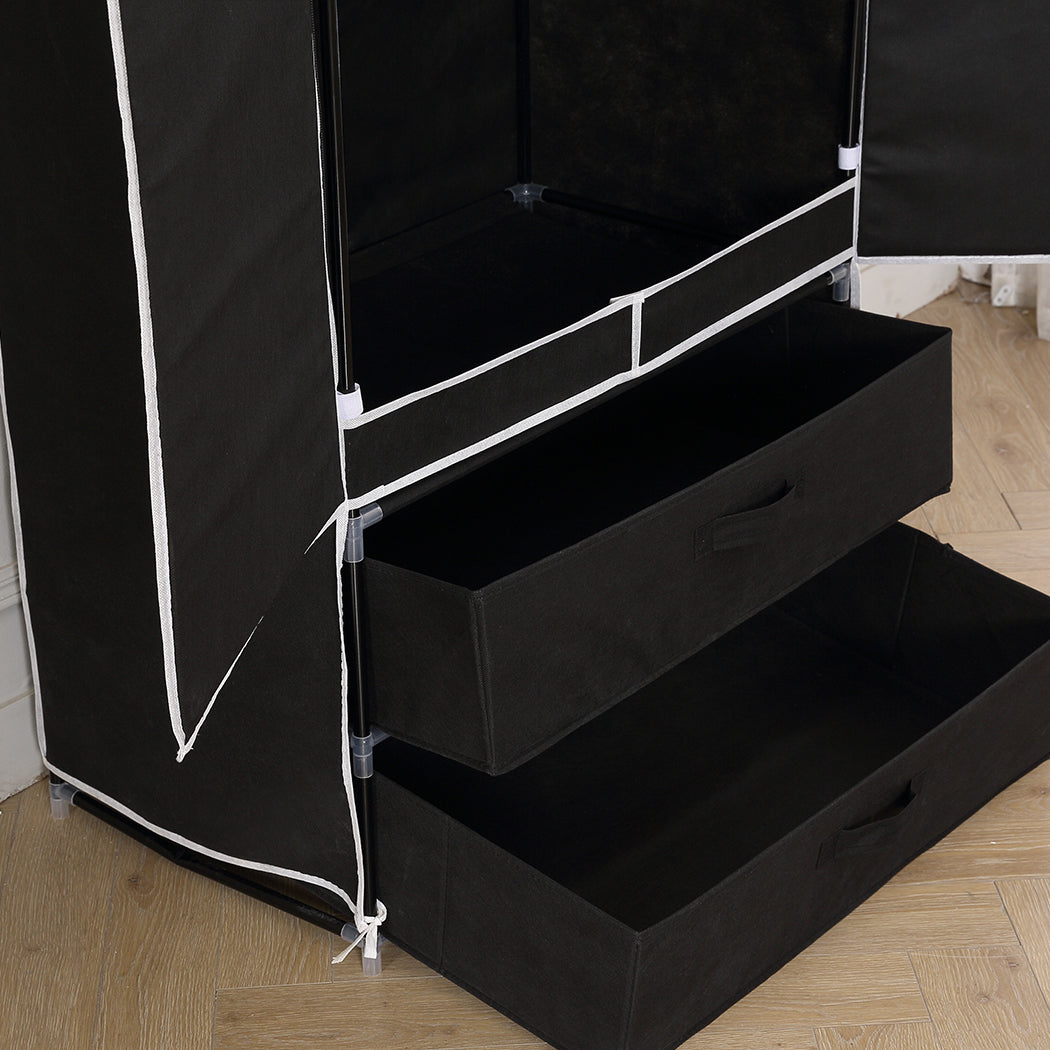 Portable Wardrobe Clothes Closet Storage Cloth Organizer Shelf 2 drawers