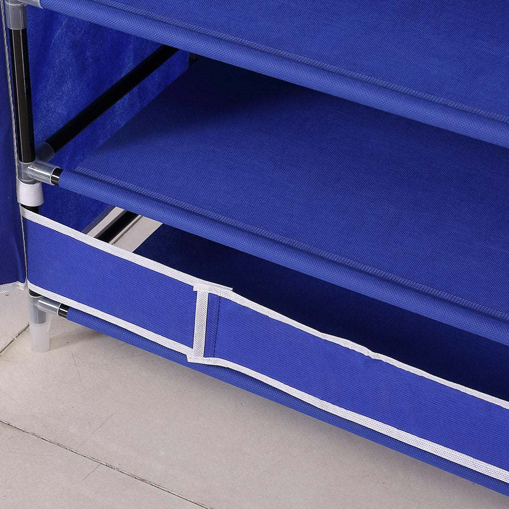 10 Tiers Shoe Rack Portable Storage Cabinet Organiser Wardrobe Blue Cover