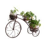 Bicycle Shape Metal Plant Stand 3 Pots Flower Planter Corner Shelf Bronze