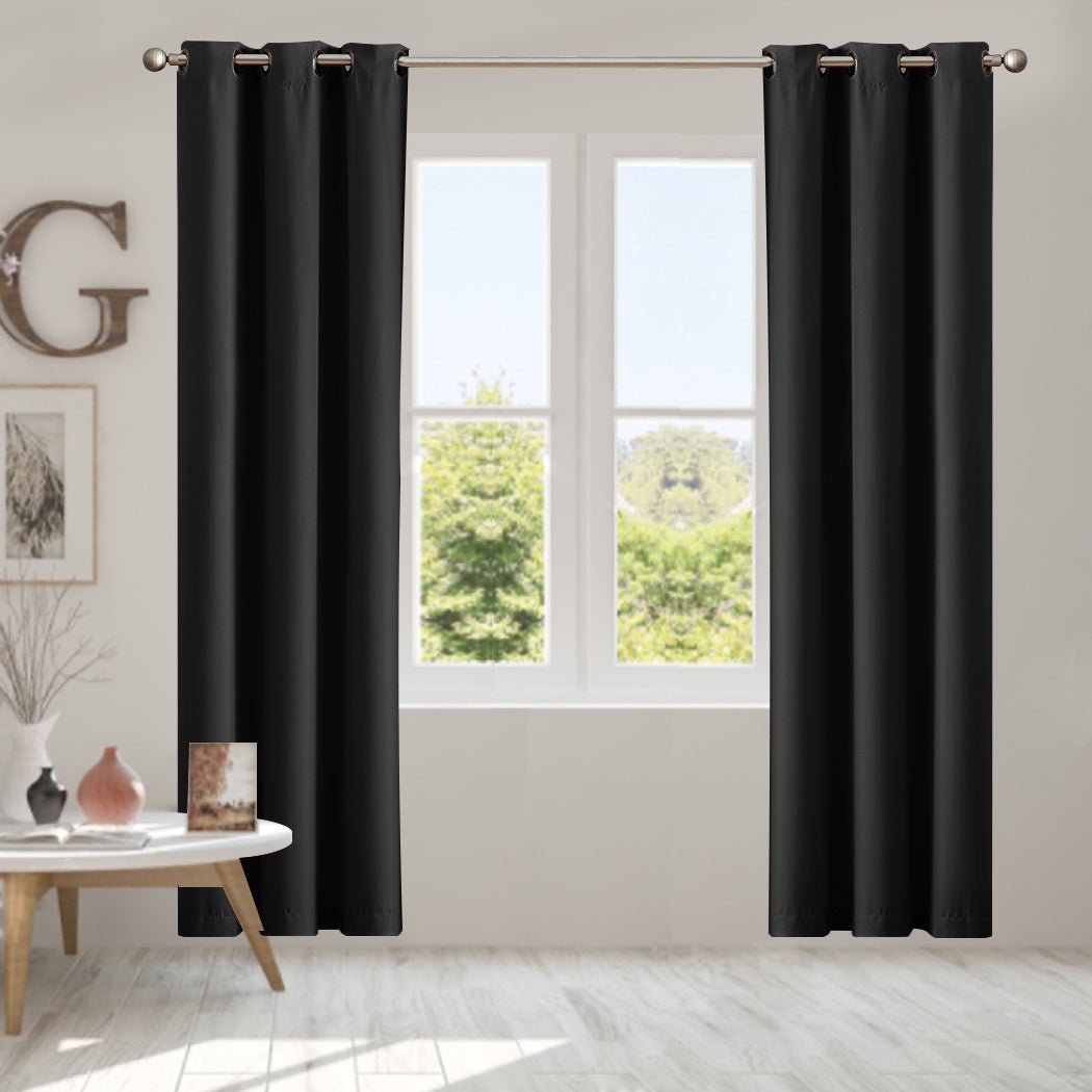 Blockout Curtain Blackout Curtains Eyelet Room 102x160cm Black