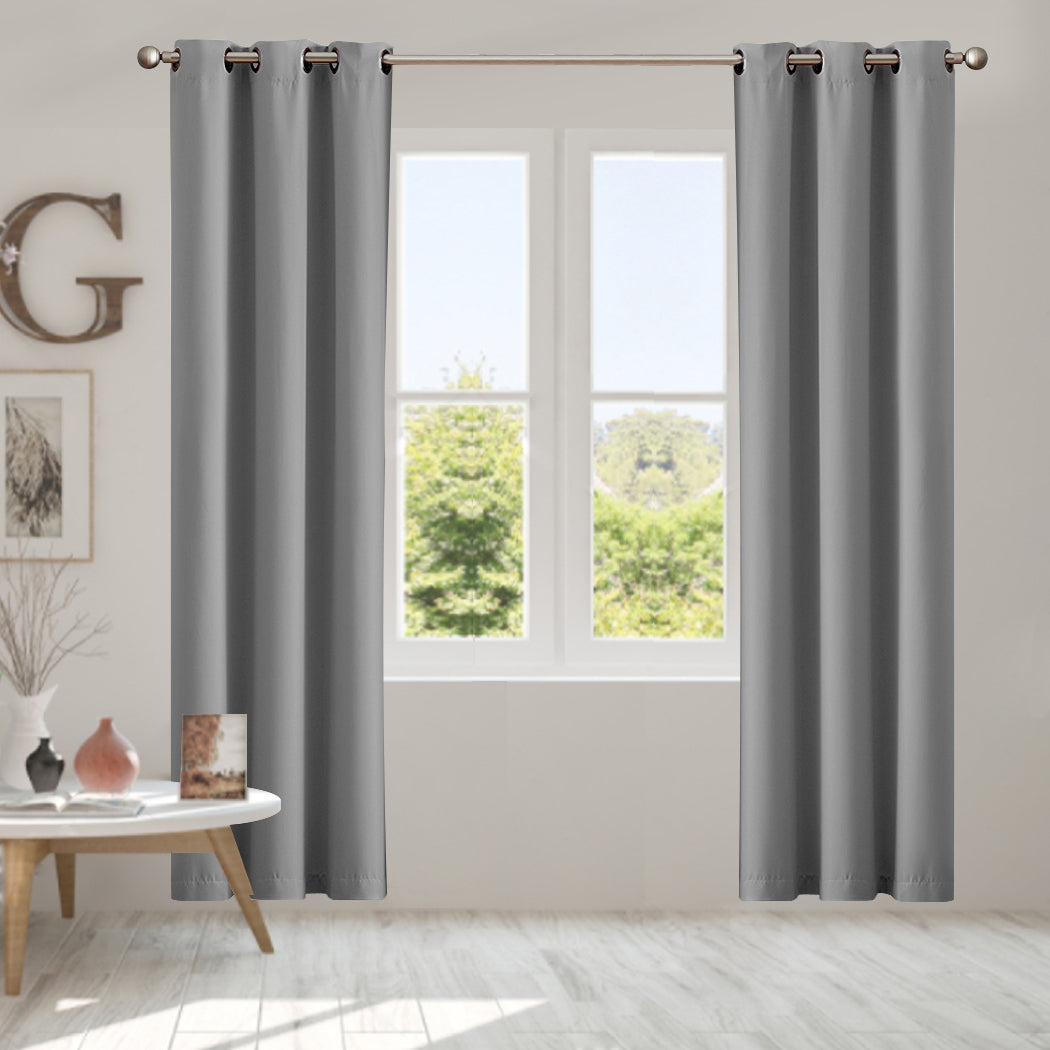 Blockout Curtain Blackout Curtains Eyelet Room 102x241cm Grey