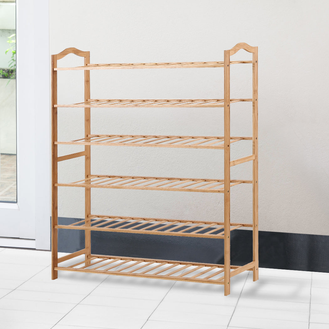 Bamboo Shoe Rack Storage Wooden Organizer Shelf Stand 6 Tiers Layers 80cm