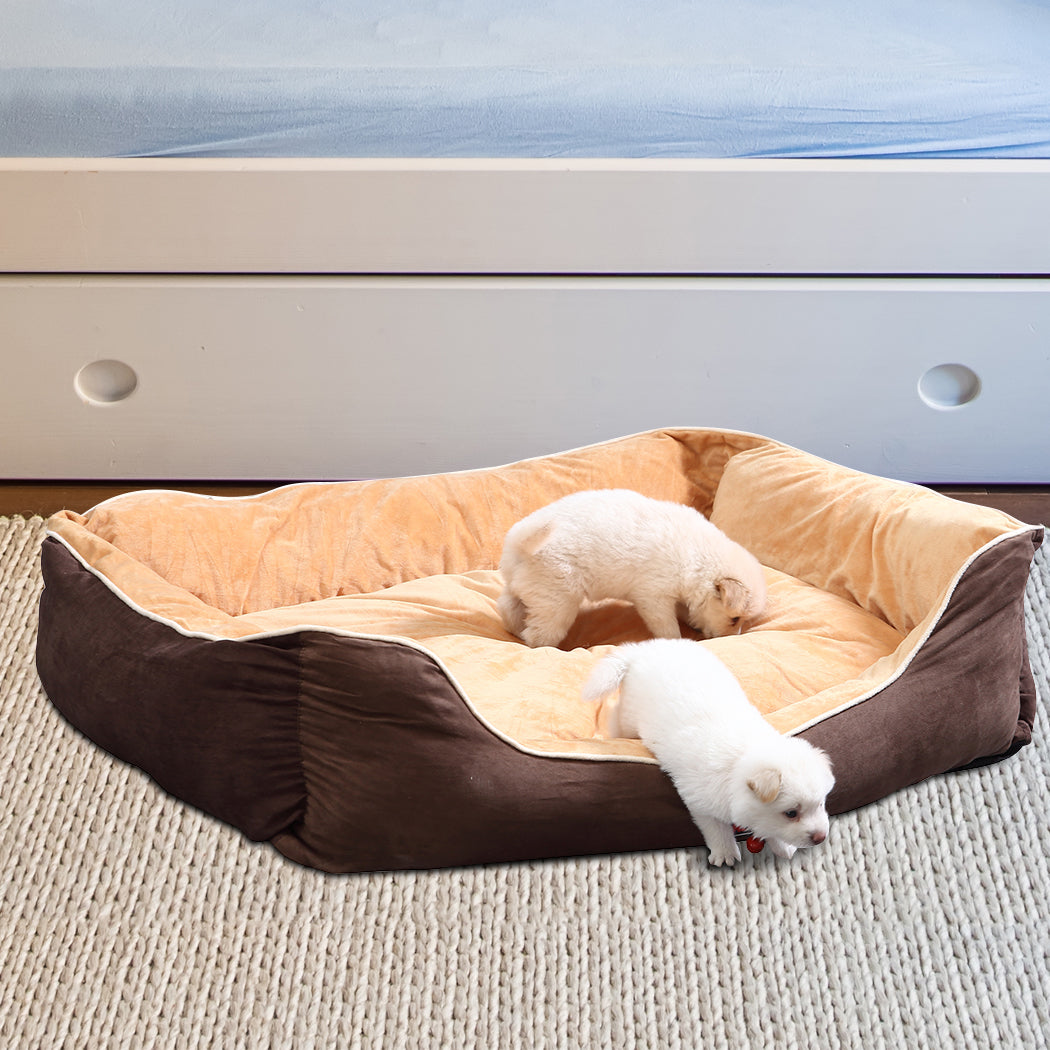 Pet Bed Mattress Dog Cat Pad Mat Puppy Cushion Soft Warm Washable 2XL Brown