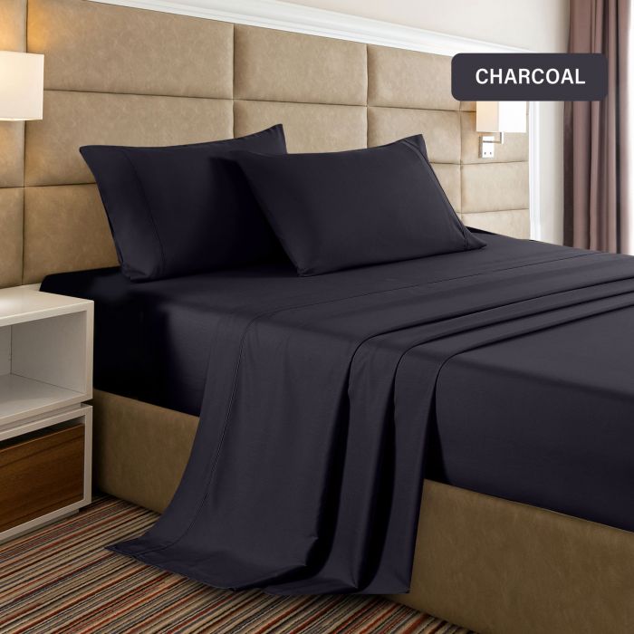 Luxury Bamboo Cooling 2000 TC Sheet Set Single Charcoal