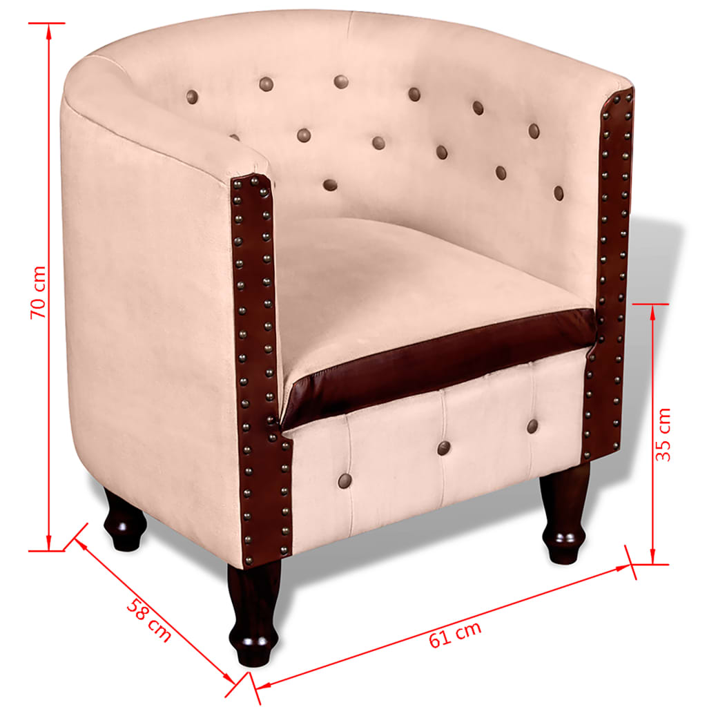 Leather Tub Chair Beige