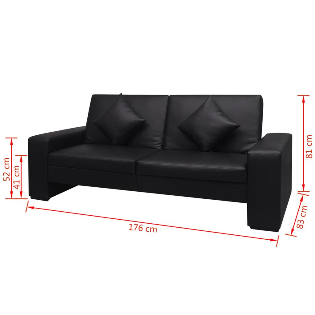 Sofa Bed Black Artificial Leather