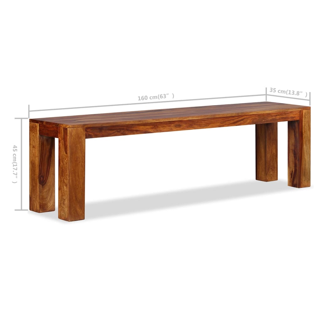 Bench Solid Sheesham Wood 160x35x45 cm