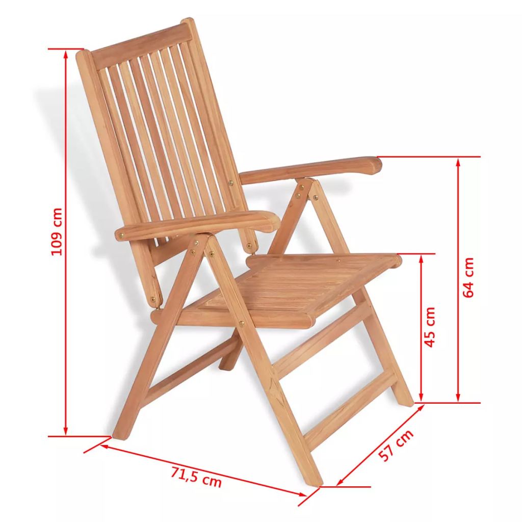 Reclining Garden Chair Solid Teak Wood