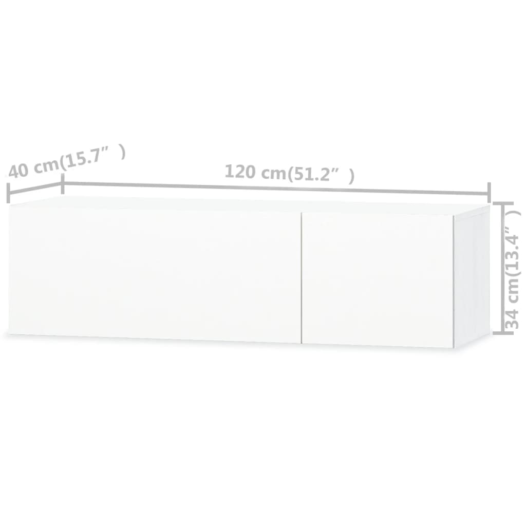 TV Cabinets 2 pcs Chipboard 120x40x34 cm High Gloss White