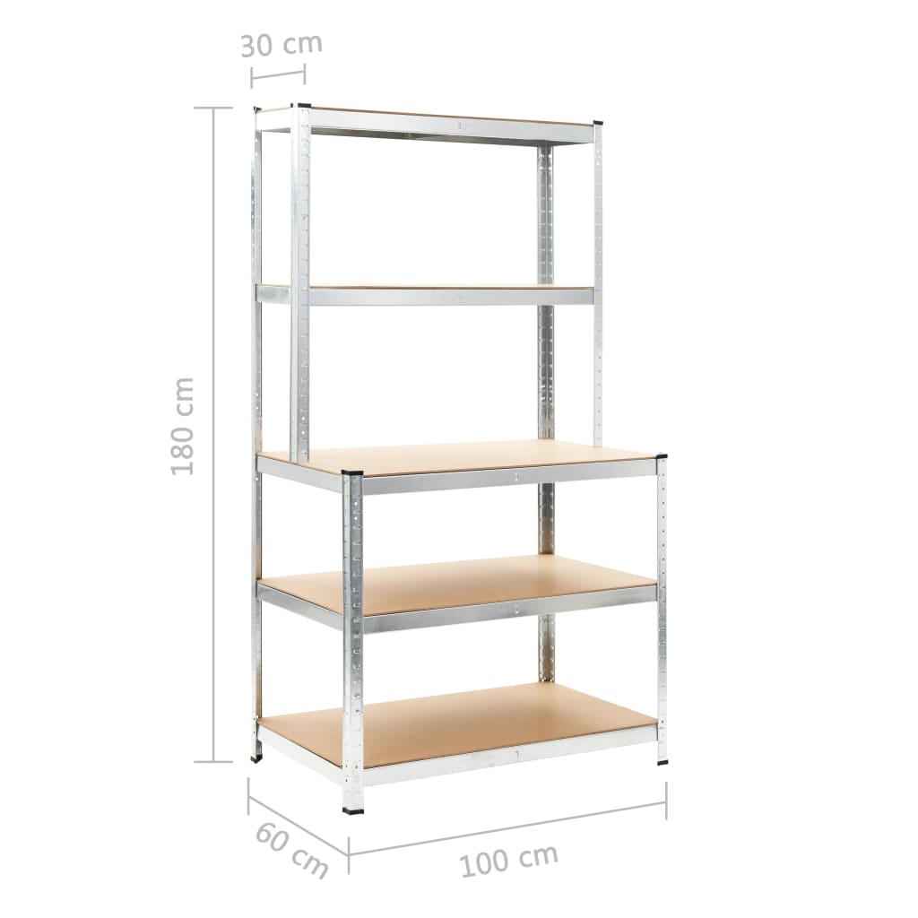 Storage Shelf Silver 100x60x180 cm Steel and MDF