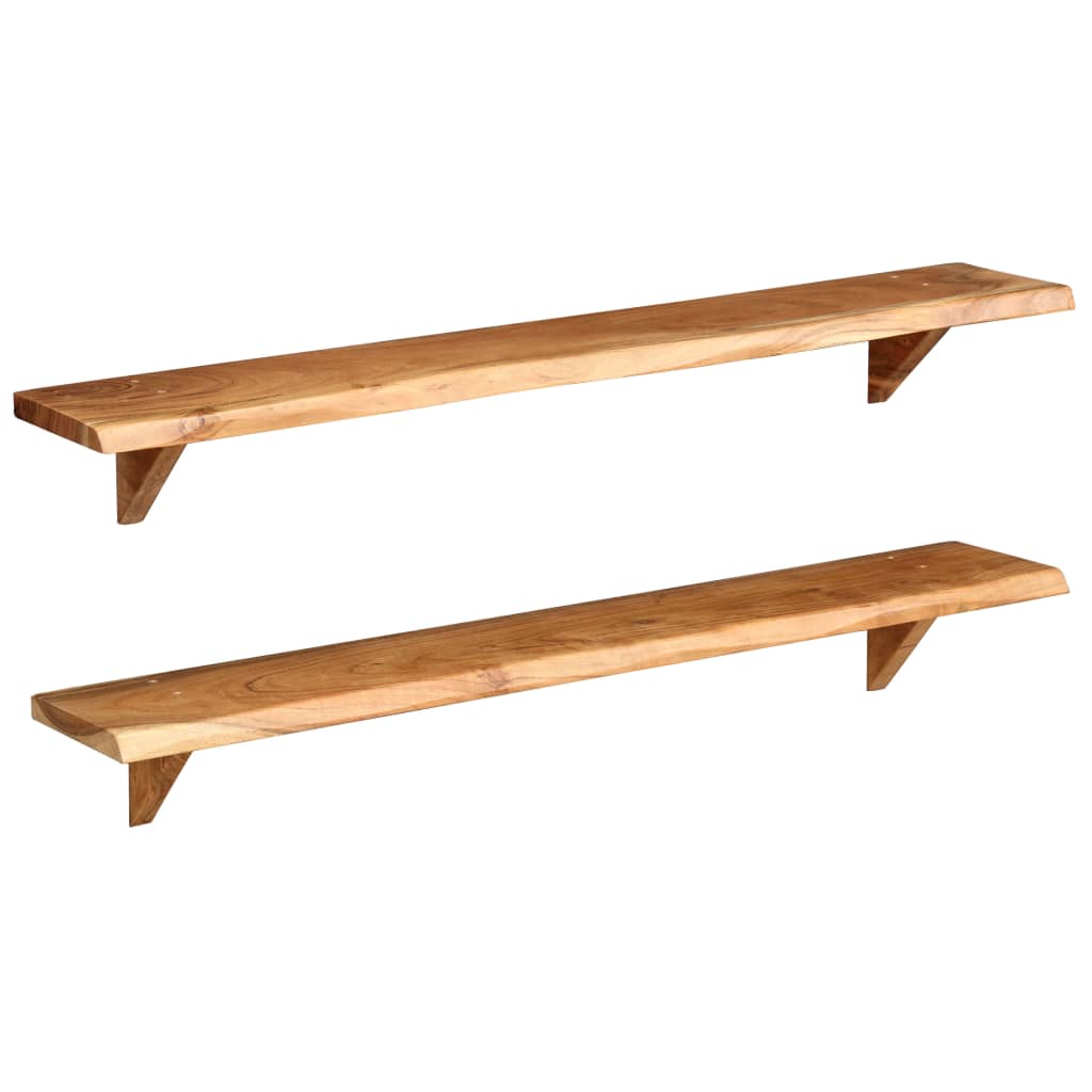 Wall Shelves 2 pcs 120x20x16 cm Solid Acacia Wood