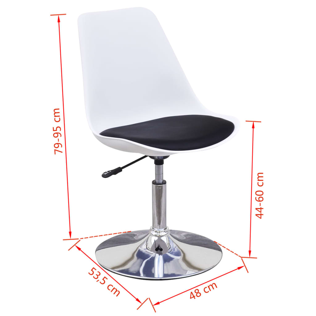 Swivel Dining Chairs 2 pcs White and Black Faux Leather